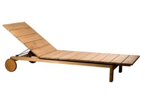 Verstellbarer Gartenliege aus Teakholz mit Rollen | TRIBÙ | Kos