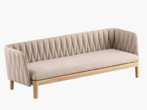 3-er Gartensofa aus Stoff und Teakholz mit abnehmbarem Bezug | Royal Botania | Calypso Lounge