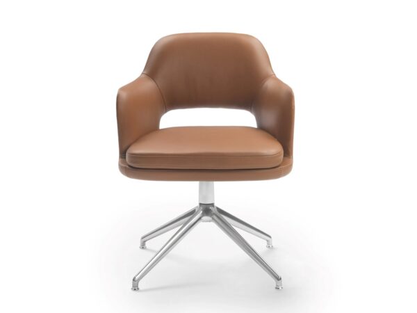 Drehbarer Stuhl aus Leder auf fixem Fußgestell | Flexform | Eliseo - Image 2