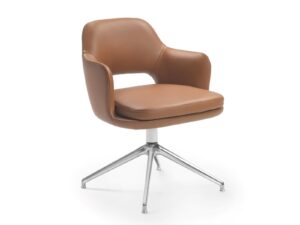 Drehbarer Stuhl aus Leder auf fixem Fußgestell | Flexform | Eliseo