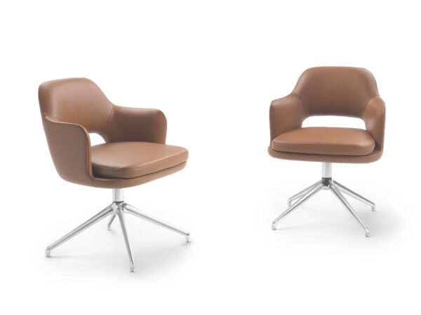 Drehbarer Stuhl aus Leder auf fixem Fußgestell | Flexform | Eliseo - Image 4