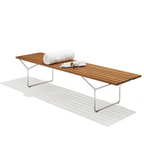 Gartenbank aus Stahl und teak | Knoll | Bertoia - Image 5