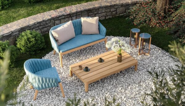Lounge Gartensessel aus Stoff und Teakholz mit Armlehnen | Royal Botania | Calypso - Image 6