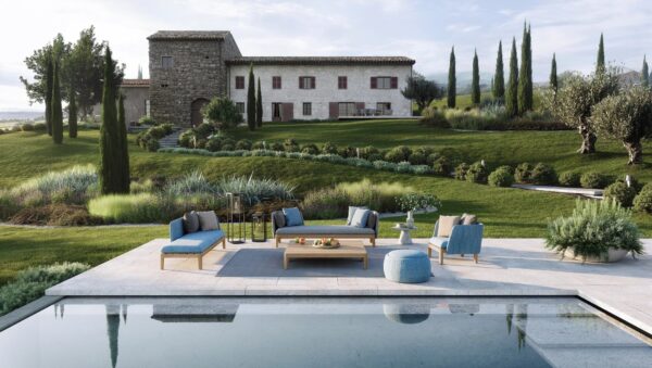 Lounge Gartensessel aus Stoff und Teakholz mit Armlehnen | Royal Botania | Calypso Lounge - Image 7