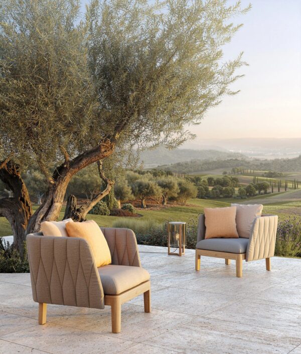 Lounge Gartensessel aus Stoff und Teakholz mit Armlehnen | Royal Botania | Calypso Lounge - Image 6