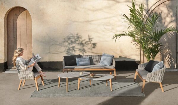 2-er Gartensofa aus Stoff und Teakholz | Royal Botania | Calypso Lounge - Image 3