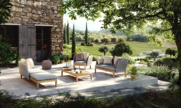 2-er Gartensofa aus Stoff und Teakholz | Royal Botania | Calypso Lounge - Image 4
