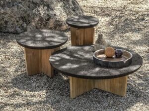 Niedriger runder Couchtisch aus Holz | Ethimo