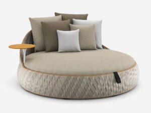 Rundes Loungebett aus synthetischer Faser mit Rollen | DEDON | DALA