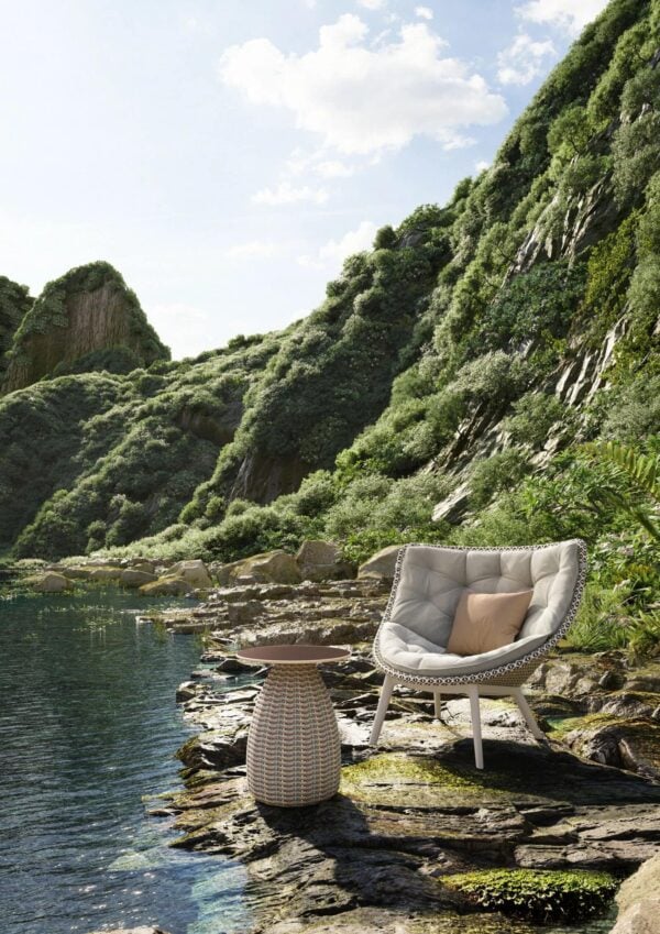 Hoch- runder Garten-Beistelltisch aus synthetischer Faser | DEDON | PORCINI - Image 11