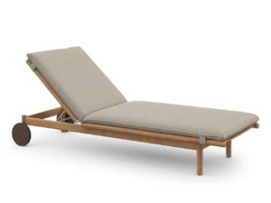 Verstellbarer Gartenliege aus Teakholz mit Rollen | DEDON | TIBBO