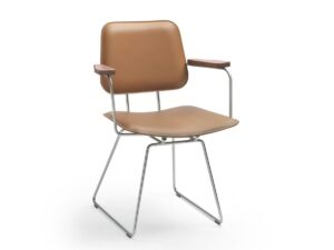 Stuhl aus gegerbtem Leder mit Armlehnen | Flexform | Echoes S.H.