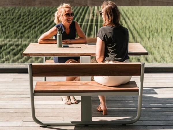 Rechteckiger Picknicktisch aus Stahl und Holz mit integrierten Bänke | Extremis - Image 15