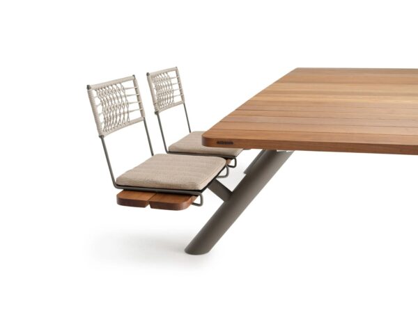 Rechteckiger Picknicktisch aus Stahl und Holz mit integrierten Bänke | Extremis | Panigiri - Image 8