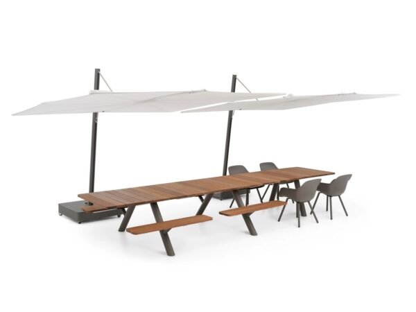 Rechteckiger Picknicktisch aus Stahl und Holz mit integrierten Bänke | Extremis | Panigiri - Image 7