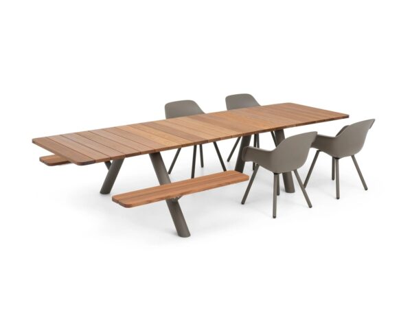 Rechteckiger Picknicktisch aus Stahl und Holz mit integrierten Bänke | Extremis | Panigiri - Image 12