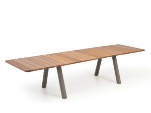 Rechteckiger Gartentisch aus Stahl und Holz | Extremis | Panigiri