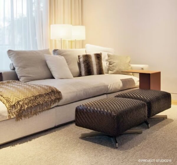 Rechteckige Sitzpuff aus gegerbtem Leder | Flexform - Image 4