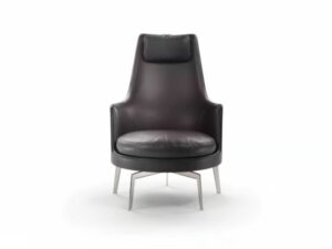 Bergère Sessel aus Leder mit Armlehnen | Flexform | Guscioalto