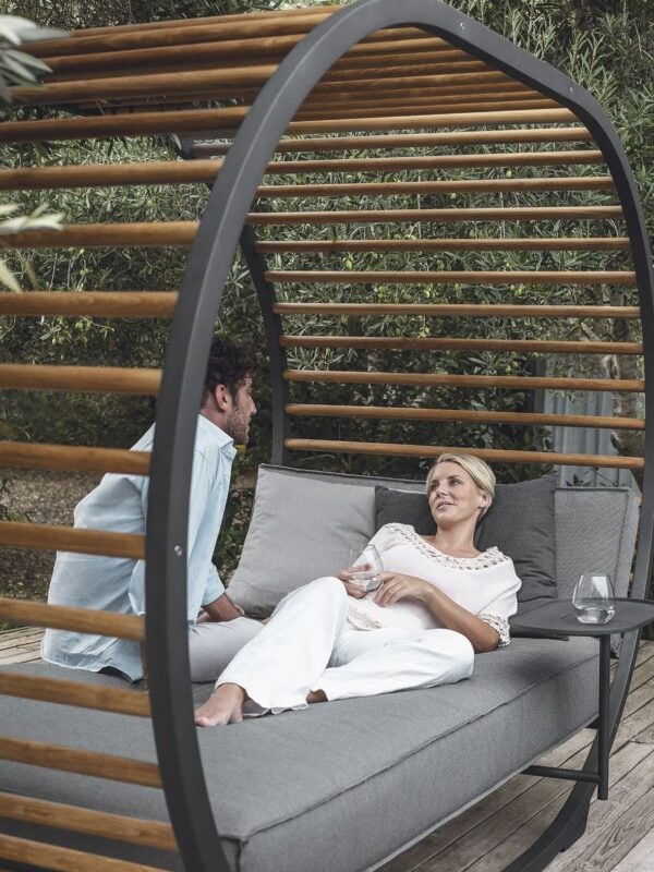 Loungebett aus Aluminium mit Baldachin mit Sonnenschirm | Gloster - Image 3