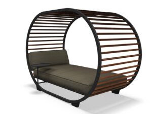 Loungebett aus Aluminium mit Baldachin mit Sonnenschirm | Gloster
