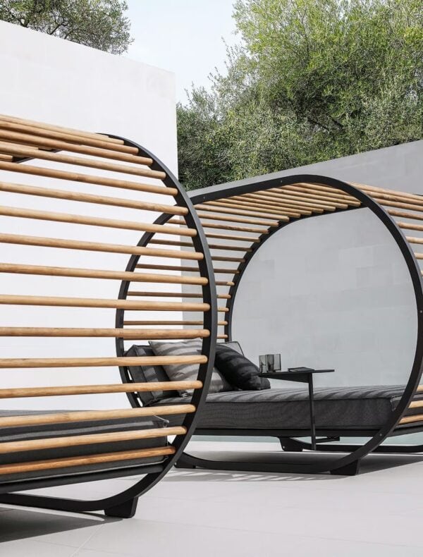 Loungebett aus Aluminium mit Baldachin mit Sonnenschirm | Gloster - Image 6