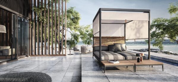 Loungebett aus Aluminium mit Baldachin | Gloster | Grid - Image 11