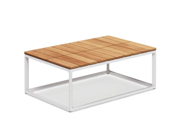 Rechteckiger niedriger Garten-Beistelltisch aus Aluminium und Holz | Gloster | Maya - Image 2