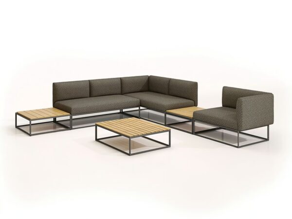 Rechteckiger niedriger Garten-Beistelltisch aus Aluminium und Holz | Gloster | Maya - Image 7