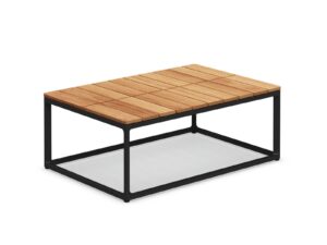 Rechteckiger niedriger Garten-Beistelltisch aus Aluminium und Holz | Gloster | Maya