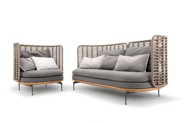 3-Sitzer Gartensofa aus Korbgeflecht mit hoher Rückenlehne | Gloster | Mistral - Image 2