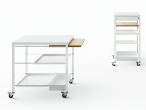 Servierwagen für Gerichte aus Stahl mit Schubladen | Desalto | Helsinki