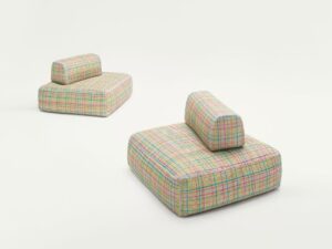 Quadratischer Sitzpouf für den Außenbereich aus Stoff mit abnehmbarem Bezug | Paola Lenti