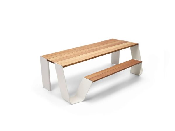 Picknicktisch aus Aluminium und Holz mit integrierten Stühle | Extremis | Hopper - Image 2