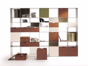 Offenes Anbau- Bücherregal mit Schubladen | Flexform | Infinity