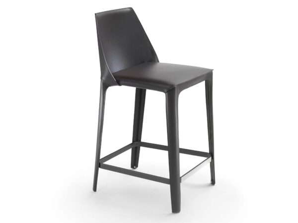 Hochhocker aus gegerbtem Leder mit Rückenlehne | Flexform | Isabel