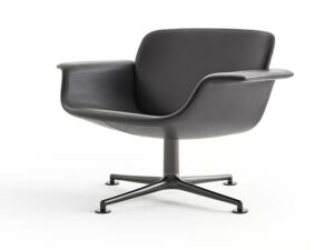 Drehbarer Loungesessel aus Leder mit Armlehnen | Knoll | KN