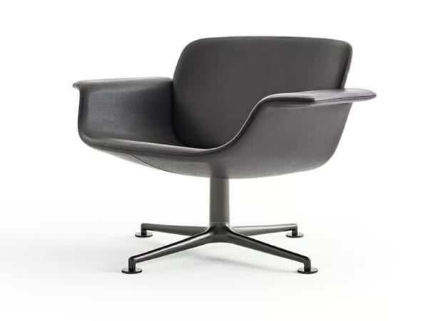 Drehbarer Loungesessel aus Leder mit Armlehnen | Knoll | KN