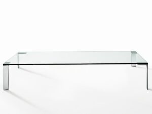Rechteckiger Couchtisch aus Stahl und Kristal | Desalto | Liko Glass