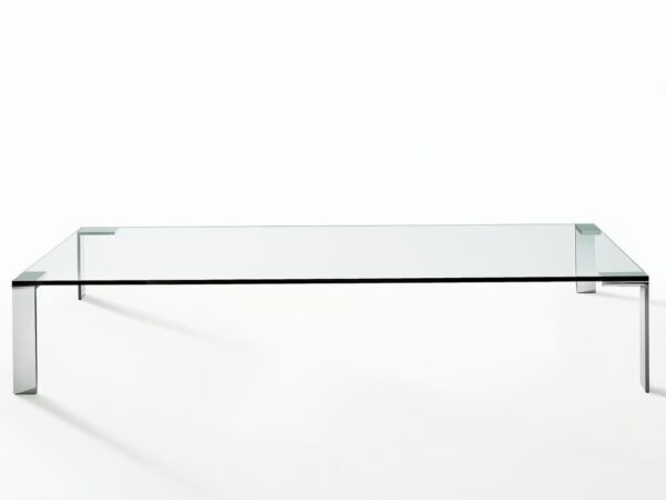 Rechteckiger Couchtisch aus Stahl und Kristal | Desalto | Liko Glass