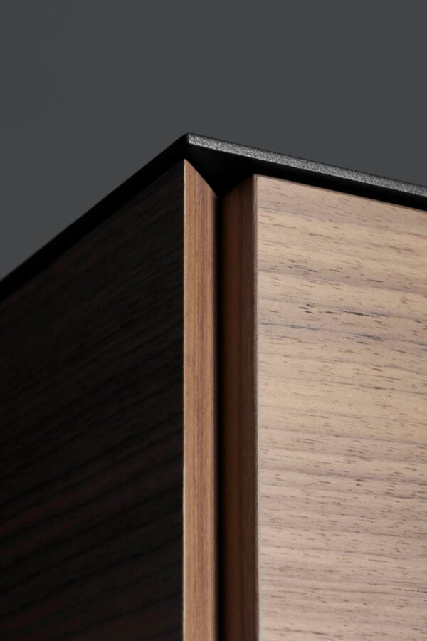 Quadratischer Nachttisch aus Stahl und Holz mit Schubladen | Living Divani | Halfsquare - Image 7
