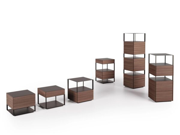 Quadratischer Nachttisch aus Stahl und Holz mit Schubladen | Living Divani | Halfsquare - Image 3