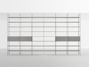 Offenes Raumteiler Boden-Decke Regal aus Aluminium | MDF Italia | Minima