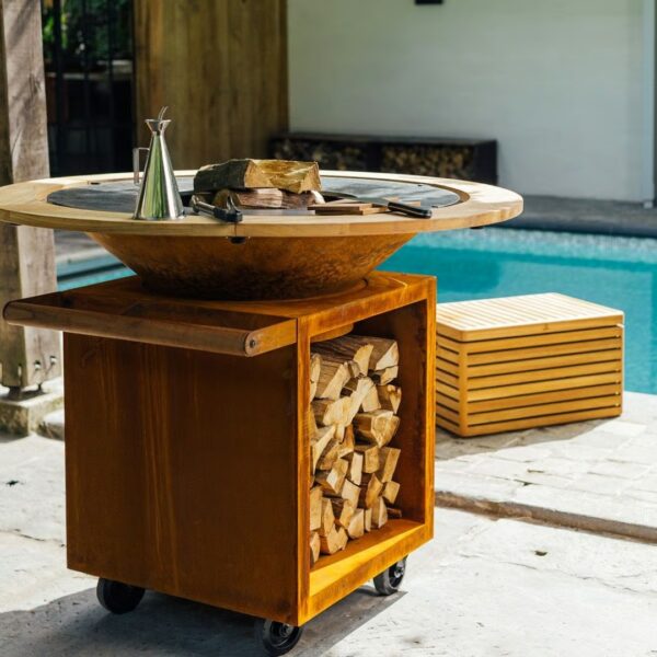 Holz- Gartengrill aus Corten™ mit Rollen | OFYR | OFYR Classic Storage PRO - Image 2