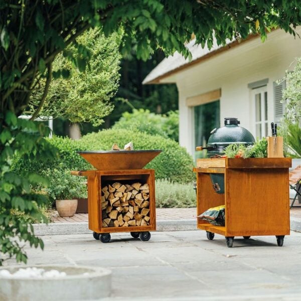 Holz- Gartengrill aus Corten™ mit Rollen | OFYR | OFYR Classic Storage PRO - Image 4