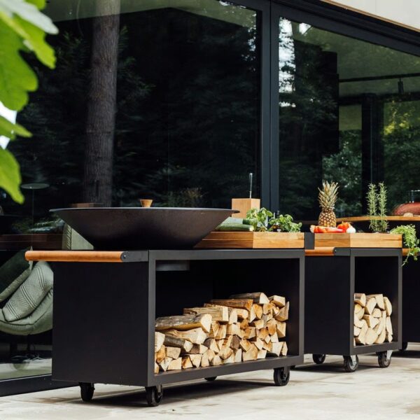 Holz- Gartengrill aus pulverbeschichtetem Stahl mit Rollen | OFYR | OFYR Island PRO - Image 2