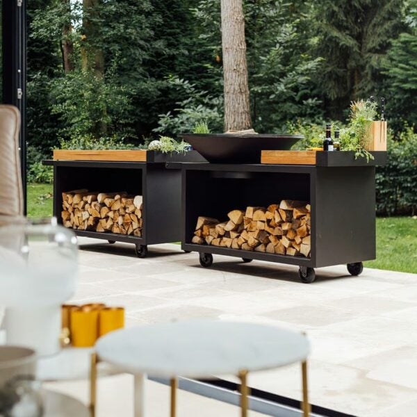 Holz- Gartengrill aus pulverbeschichtetem Stahl mit Rollen | OFYR | OFYR Island PRO - Image 3
