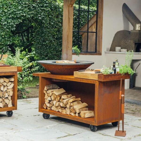 Holz- Gartengrill aus Corten™ mit Rollen | OFYR | OFYR Island PRO - Image 2
