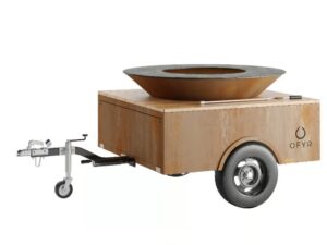 Holz- Gartengrill aus Corten™ mit Rollen | OFYR | OFYR Trailer