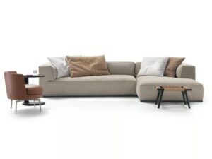 Sofa aus Stoff mit integriertem Zeitungsständer | Flexform | Perry